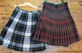 Two tartan kilts, one Gordon Clan tartan, the other British Army tartan (2)