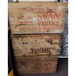 Advertisement - Two large Bryant & May Ltd Swan Vestas 'The Smoker's Match' package crate,