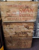 Advertisement - Two large Bryant & May Ltd Swan Vestas 'The Smoker's Match' package crate,