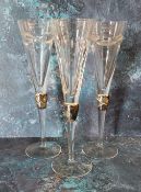 Three silver mounted glass champagne flutes, Carrs, Sheffield 2005 and 2004 (3)