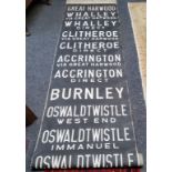 Lancashire Transport History - a substantial, early 20th century bus/tram destination blind,