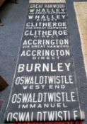 Lancashire Transport History - a substantial, early 20th century bus/tram destination blind,