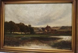 R. J. Hammond (19th century), Fisherman by the Church Lake, signed, dated 1865, oil on canvas,
