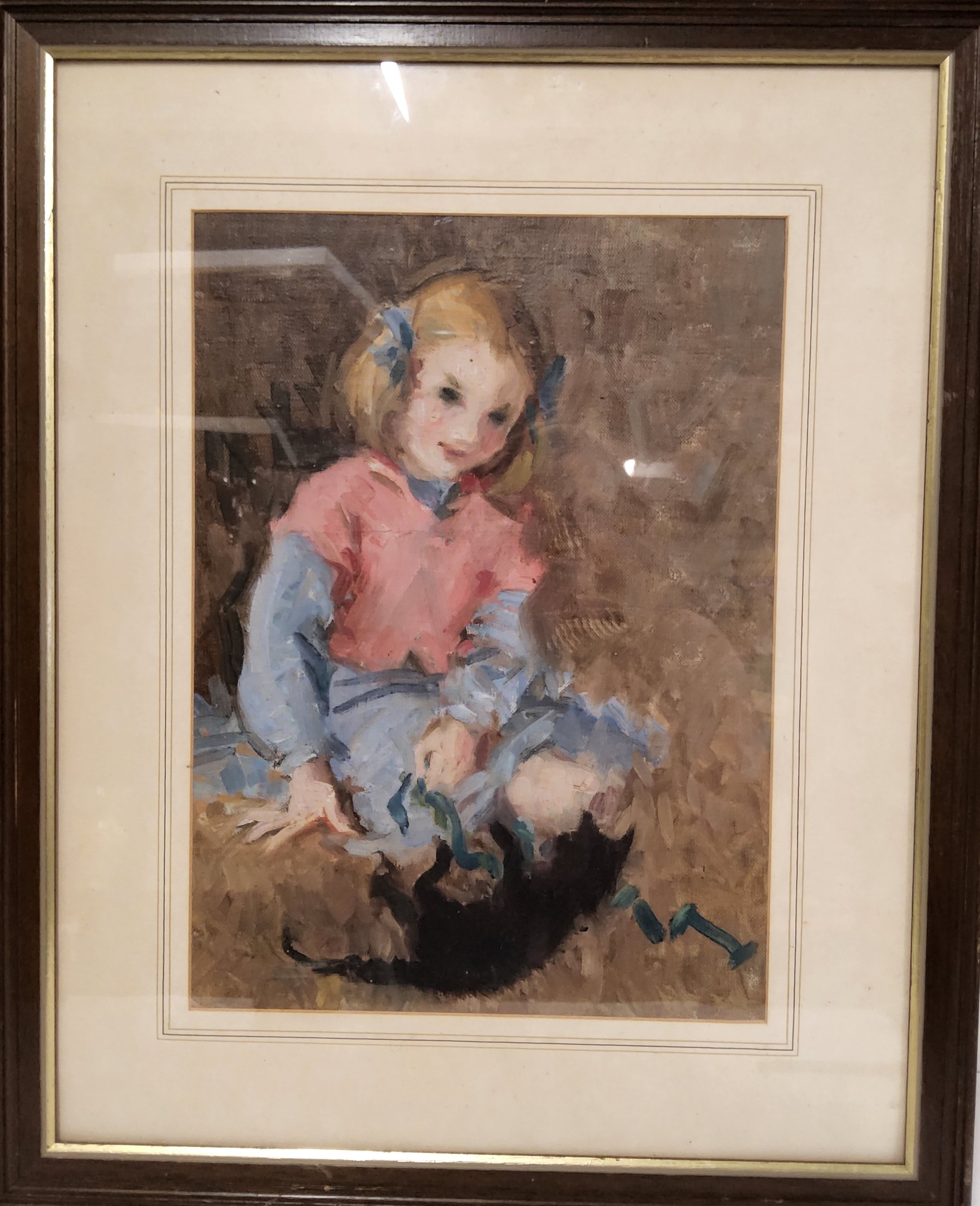 English School (late 19th century) Girl and Kitten oil on canvas, 33.5m x 24.5cm