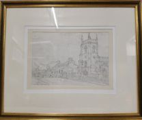 After L S Lowry, Village Church, working pencil sketch, bears signature, dated 1960, 20cm x 28cm