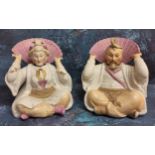 A pair of late 19th/early 20th century Conte & Boehme Nodding Oriental figures, 16cm high, c.1900