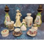 A Royal Doulton figure, Penny, HN2338;  a Coalport figure, Helen;  Limoge cabinet cup;  a large