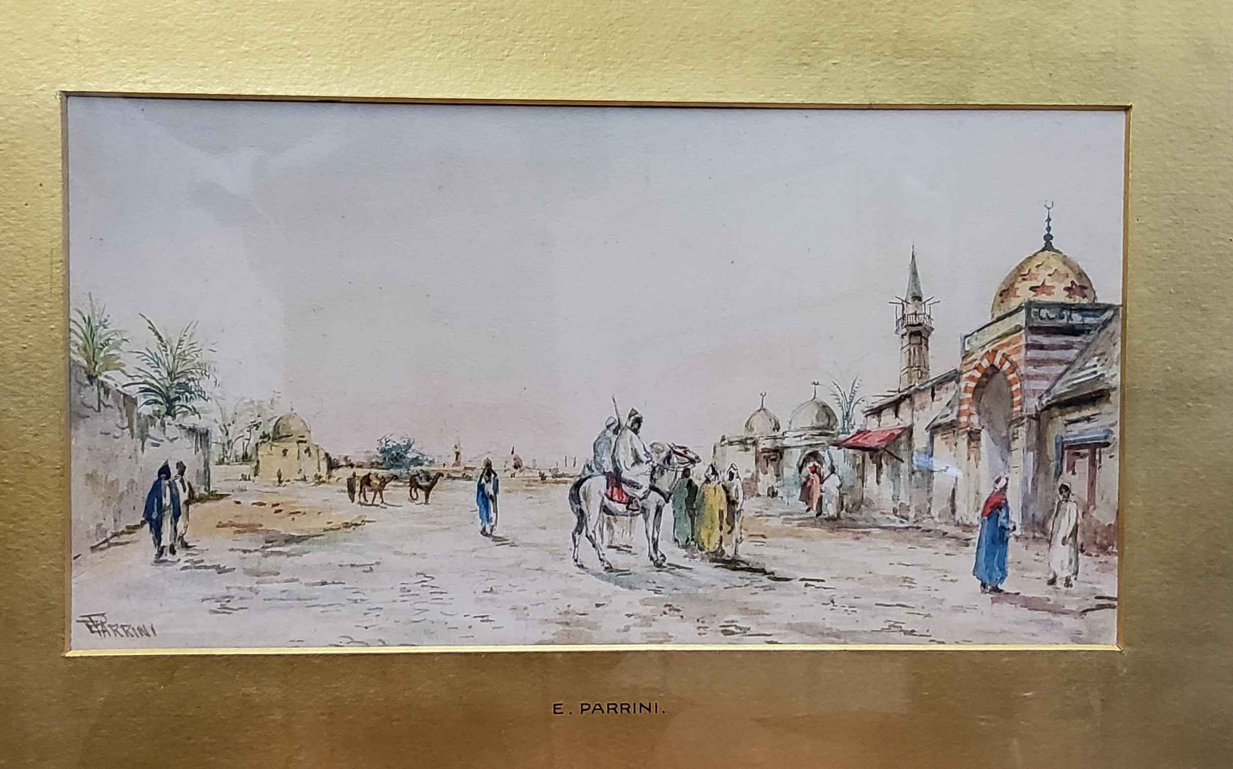 Edward Parrini (early 20th century) A Pair, Cairo City Wall and Middle Eastern Street signed, - Image 3 of 3