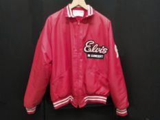 An original Elvis ' In Concert ' tour jacket, red faux fur lined, the label reads 'Hollaway ''One