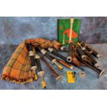 Amended description - A set of turned ebony and metal mounted bagpipes etc.