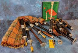 Amended description - A set of turned ebony and metal mounted bagpipes etc.