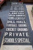 Lancashire - an early 20th century bus/tram destination blind, Great Harwood, Whalley, Clitheroe,