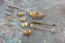 A George III silver Old English pattern dessert spoon, monogrammed MAW, George Smith (III) & William