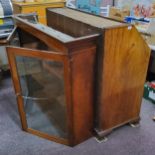 Cabinet Maker's Spares - A 19th century mahogany bureau bookcase, feathered band in coloured woods,