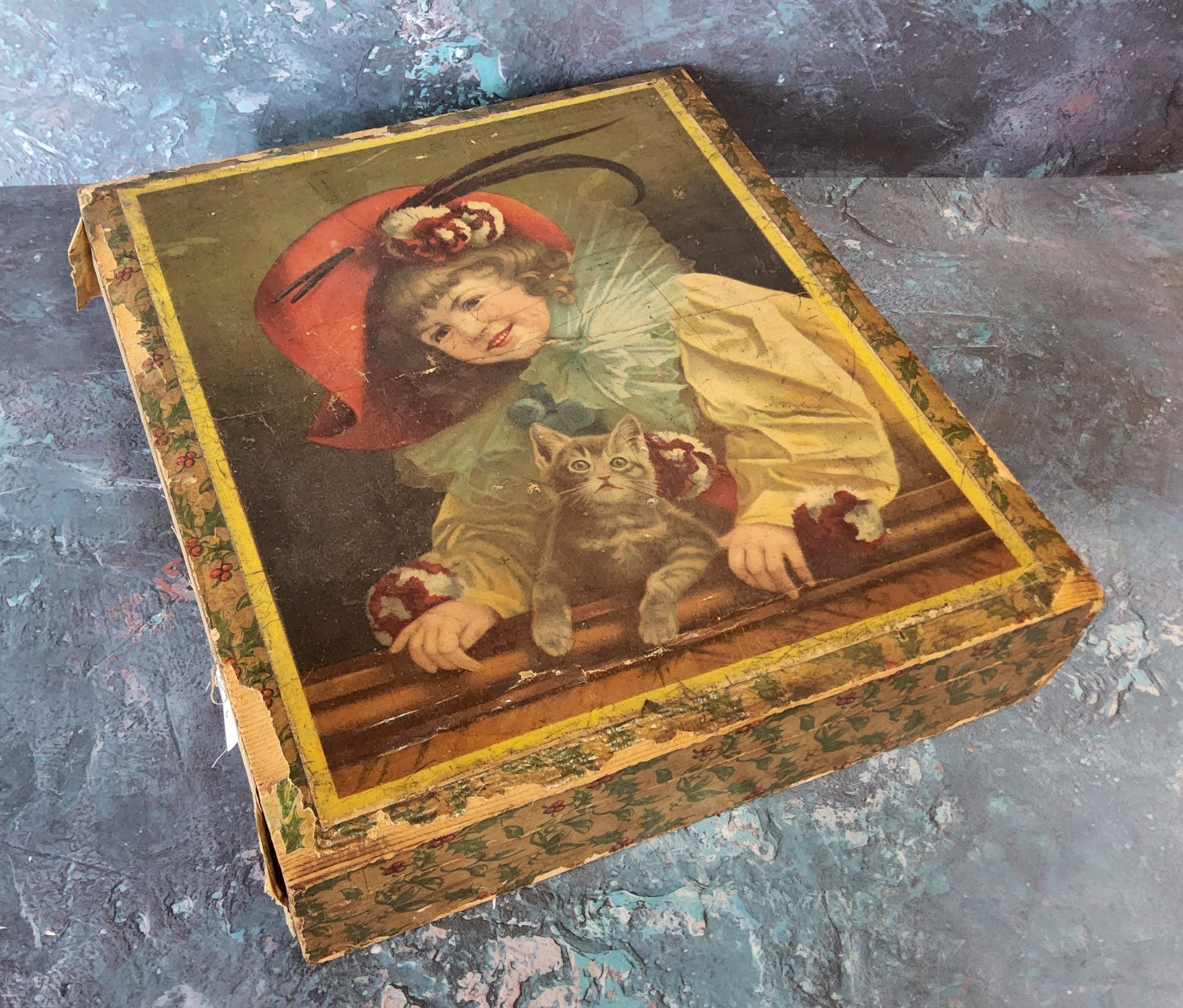 A Victorian picture block puzzle complete with coloured prints in original pictorial wooden box; a - Image 2 of 2