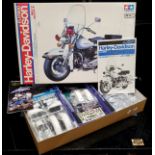 A Tamiya 1:6 scale Harley Davidson FLH 1200 Police Bike, sealed bags, instructions, transfer