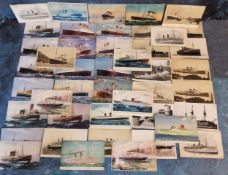 Postcards - Ships - Edwardian coloured  White Star Line steamer ship postcards including Twin-