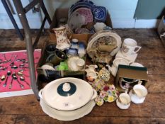 A Royal Albert Old Country Roses milk jug and sugar bowl;  flower posies;  commemorative mugs;