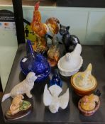A Portmeirion Chicken in Nest egg holder;  others, various;  Country Artist mouse;  other animal
