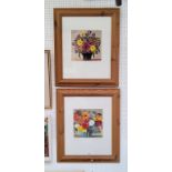 Margaret Adams, by and  after, a pair, Flowers, coloured prints, signed and titled in pencil, 23.5cm