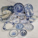 Blue and White - a Spode Italian pattern dish;  Spode Blue Room Collection jars and covers;  a
