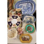 Decorative Ceramics - a Mason's Double Landscape ironstone vase;  a Prattware pot lid, framed;   a