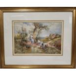 After Miles Birkett Foster Children Playing signed with monogram, watercolour, 19.5cm x 28.5cm