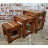 A nest of three Thacket  rectangular tables, bold brackets, 45cm - 25cm wide, 20th century