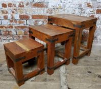 A nest of three Thacket  rectangular tables, bold brackets, 45cm - 25cm wide, 20th century