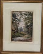 Charles Frederick Allbon (1856-1926), A stroll along the river, signed, watercolour, 29cm x 21cm;  W