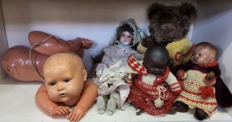 An Armand Marseille bisque head black baby doll, the head marked AM Germany 341/2K;  others;  a