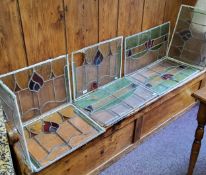Various early 20th century leaded stained glass panels (6)