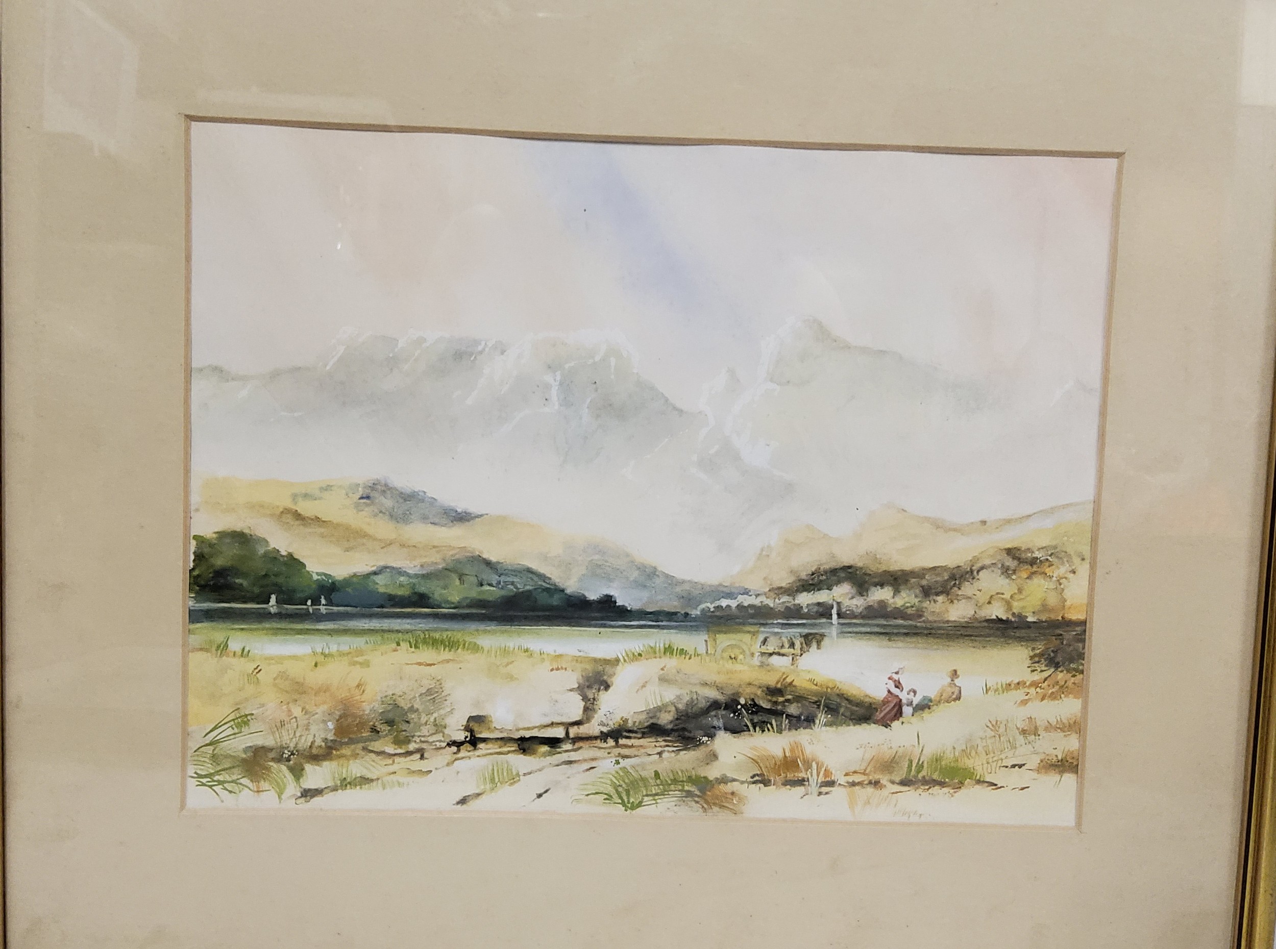 P Padden, Windmill, signed, watercolour, 35cm x 41.5cm;  W Lindley, Fishing Boats on Calm Waters, - Image 2 of 3