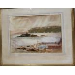 Constance A. Stanton, Drake’s Island and Plymouth Sound from the Hoe, signed, dated 1974,