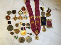 Enamel and other badges, Bath Race Club 1980, 1981, 1982, 1983;  Avon Brass Band; etc