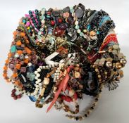 Costume jewellery - a quantity of vintage and later necklaces including bead, stone and faux