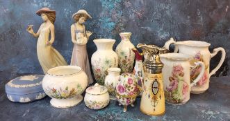 Aynsley Wild Tudor vases'  Wedgwood Jasperware;  Nao figures;  etc