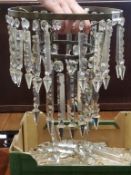 An early 20th century two tier glass lustre ceiling light, with prismatic cut droplets, 28cm diam