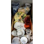 Ceramics - Noritake;  Mintons;  German figures;  crested Ware;  coloured glass;  etc