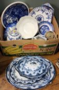 Blue and White - a Victorian Dudley Flow Blue tureen and stand;  Villeroy and Boch Rusticana