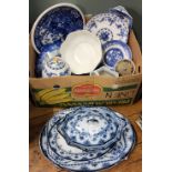 Blue and White - a Victorian Dudley Flow Blue tureen and stand;  Villeroy and Boch Rusticana