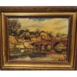 Albert Robert Quinton (early 20th century) Sonning Bridge,  signed, oil on canvas, 26cm x 36cm