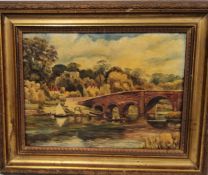 Albert Robert Quinton (early 20th century) Sonning Bridge,  signed, oil on canvas, 26cm x 36cm