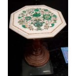 Miniature Furniture - a  19th century Pietra Dura miniature table, the octagonal top inlaid with