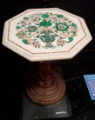 Miniature Furniture - a  19th century Pietra Dura miniature table, the octagonal top inlaid with