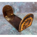 A Victorian Tunbridge ware sliding book slide, the ends inlaid with roses and other flowers, 27cm