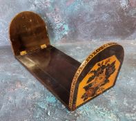 A Victorian Tunbridge ware sliding book slide, the ends inlaid with roses and other flowers, 27cm