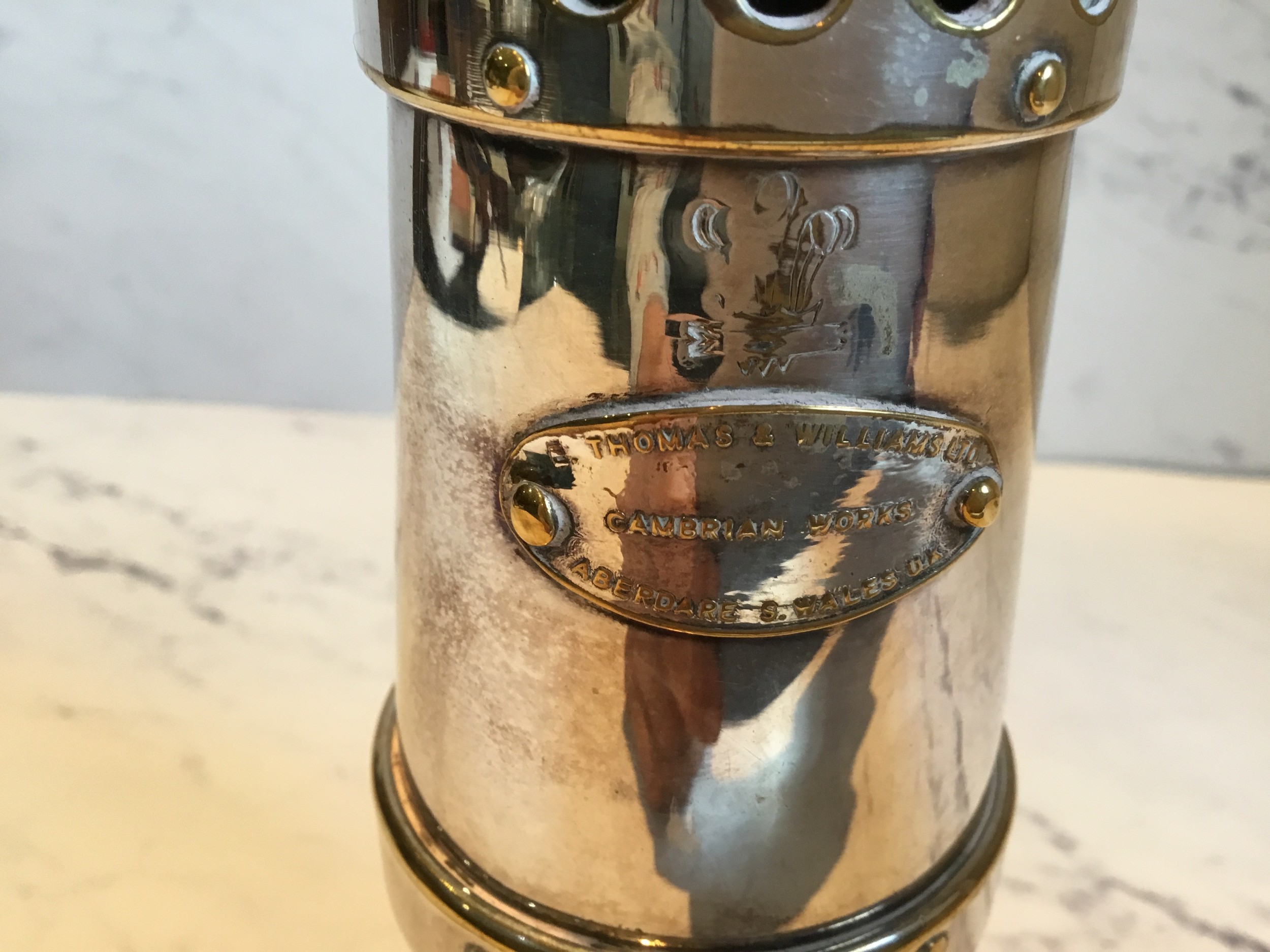 A silver plated Thomas and Williams miner's lamp, 16cm high - Image 3 of 3