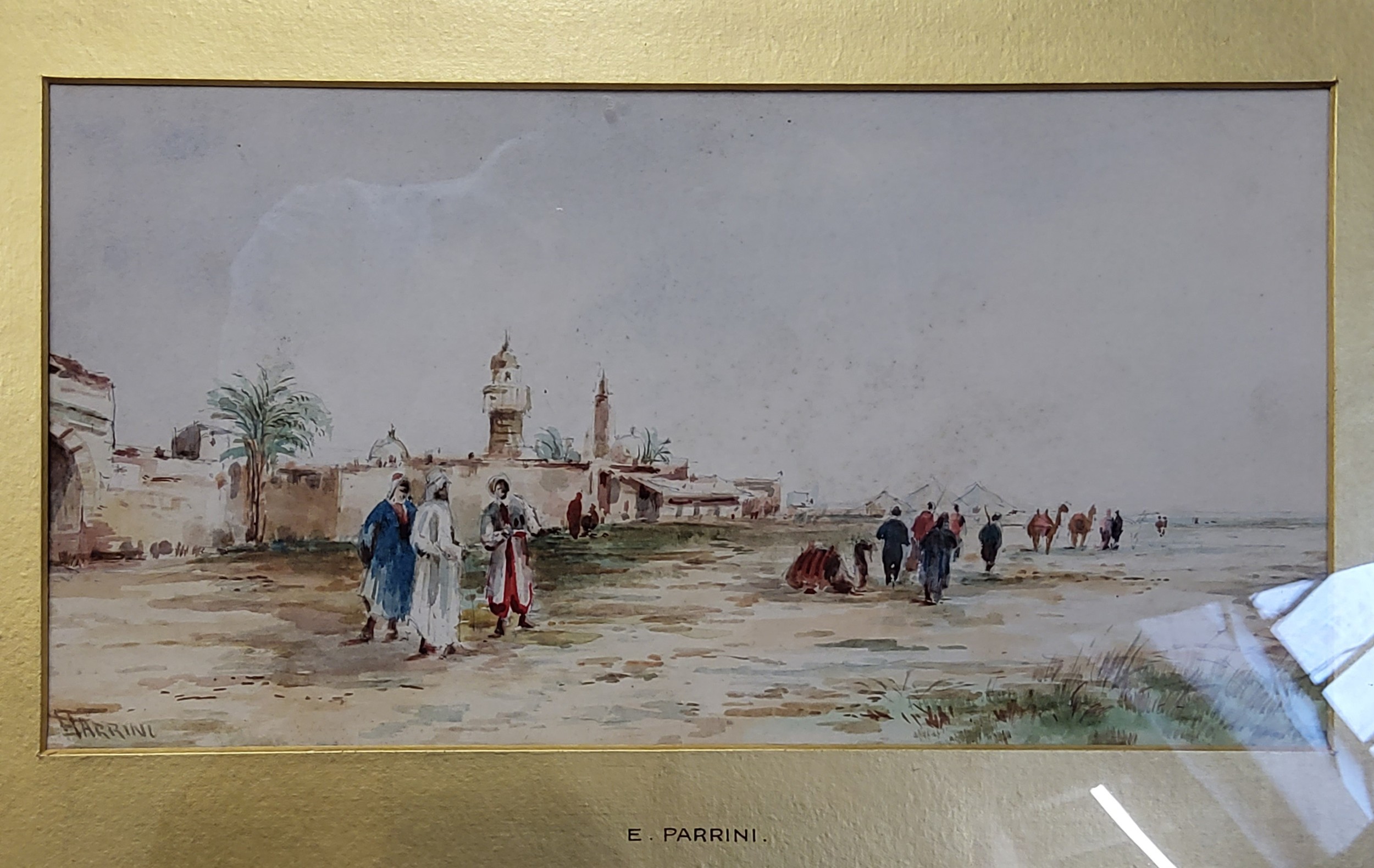 Edward Parrini (early 20th century) A Pair, Cairo City Wall and Middle Eastern Street signed, - Image 2 of 3