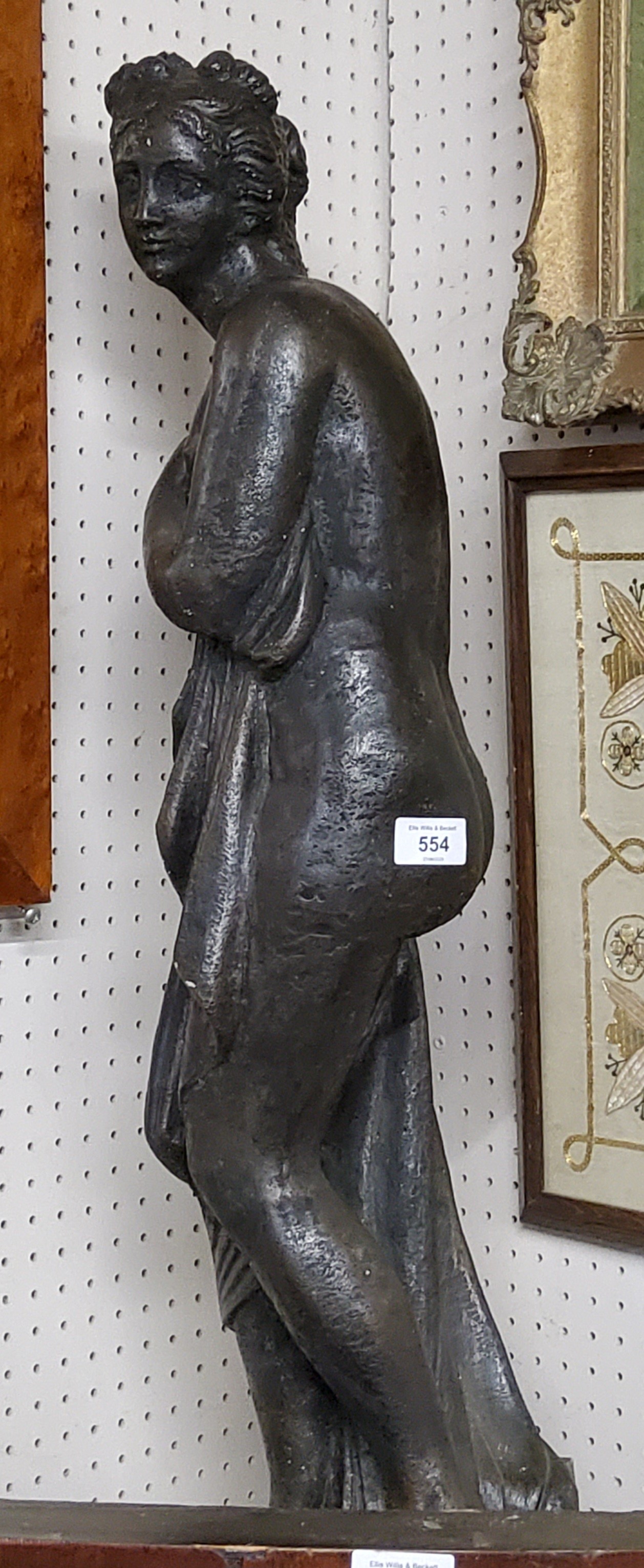 Garden Statuary - a bronzed garden statue, Bather Surprised, 80cm high